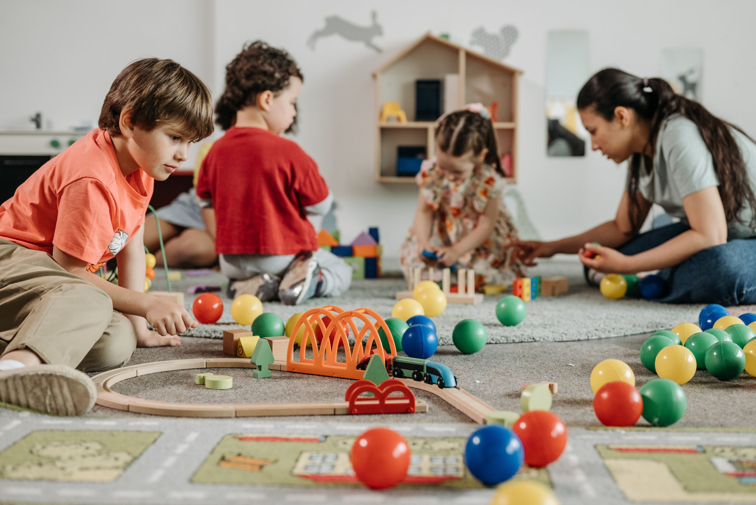 Children participating in play-based learning activities at a childcare centre in Albury